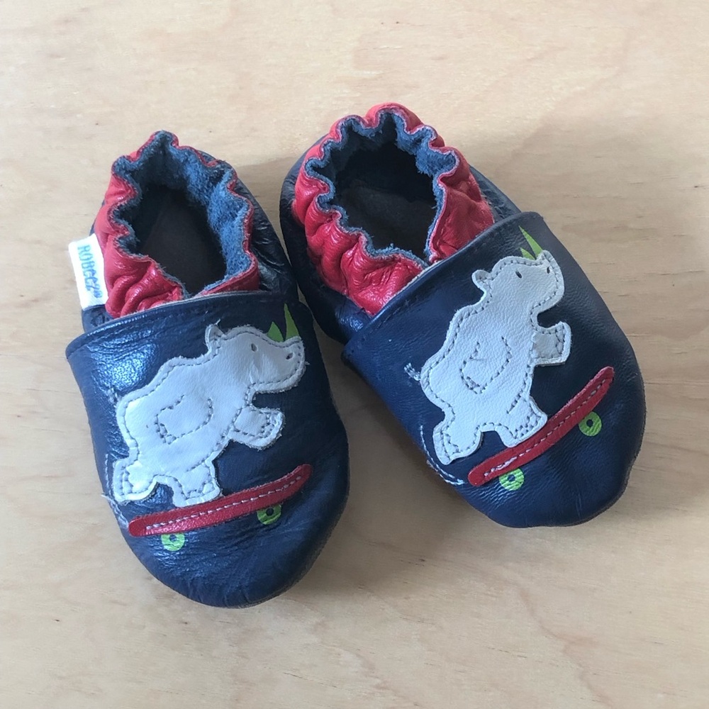 Robeez Red and Blue Leather Baby Shoes